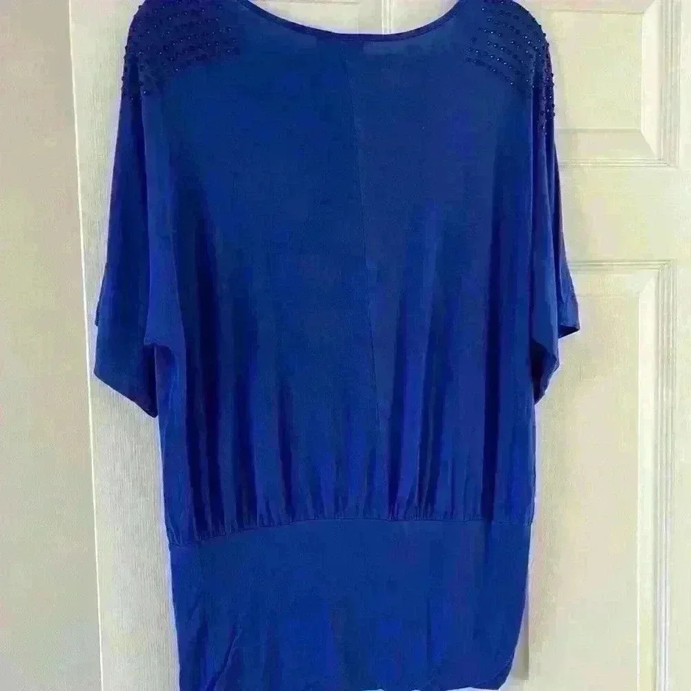 Spense blue top with studs on the shoulder. - Picture 3 of 8